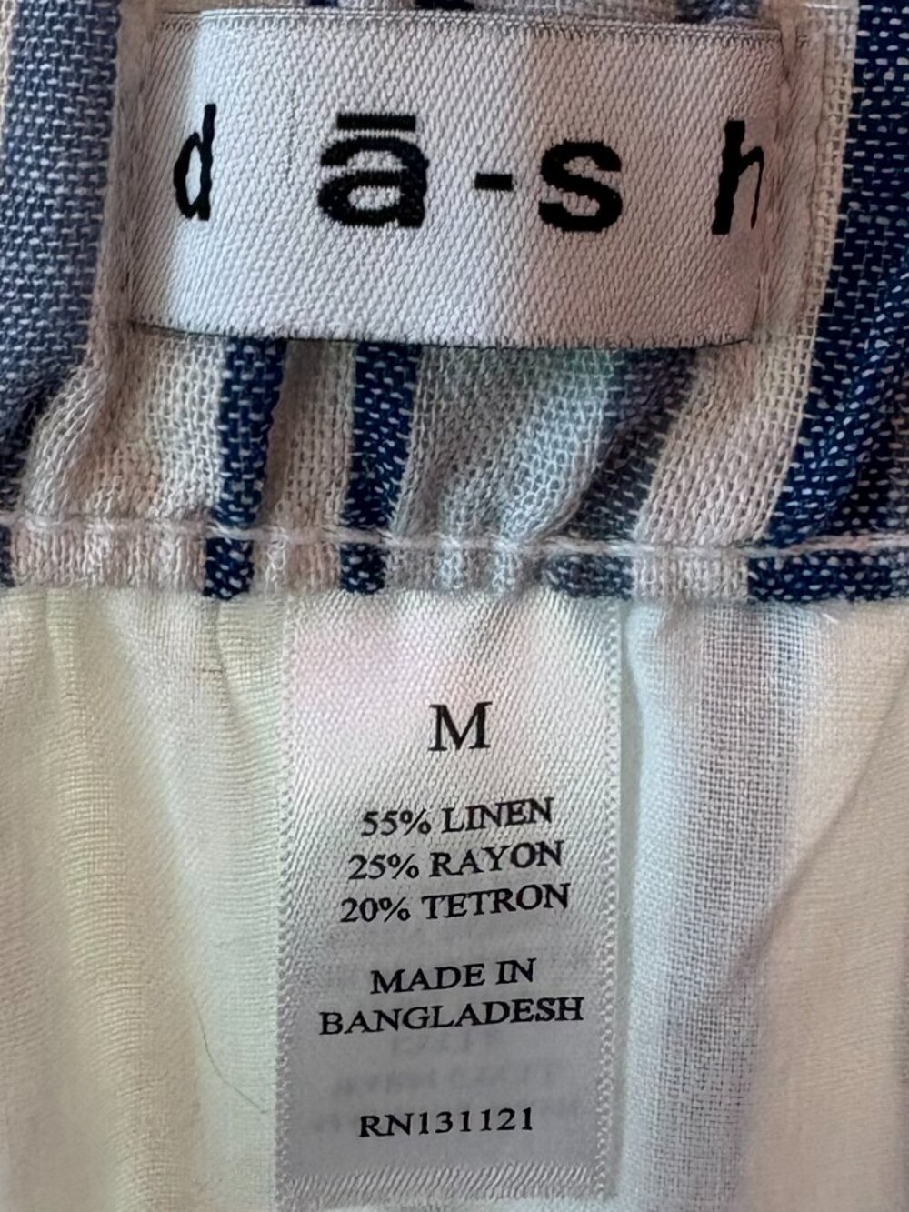 Linen Blend Midi Summer Skirt Blue White Vertical Striped Pockets M / L Capsule - Picture 11 of 12
